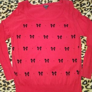 Torrid Red with Black Bow Print Sweater